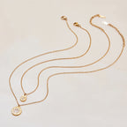 18K Gold Cascading Sun Pedant Paperclip Chain Layered Necklace Set