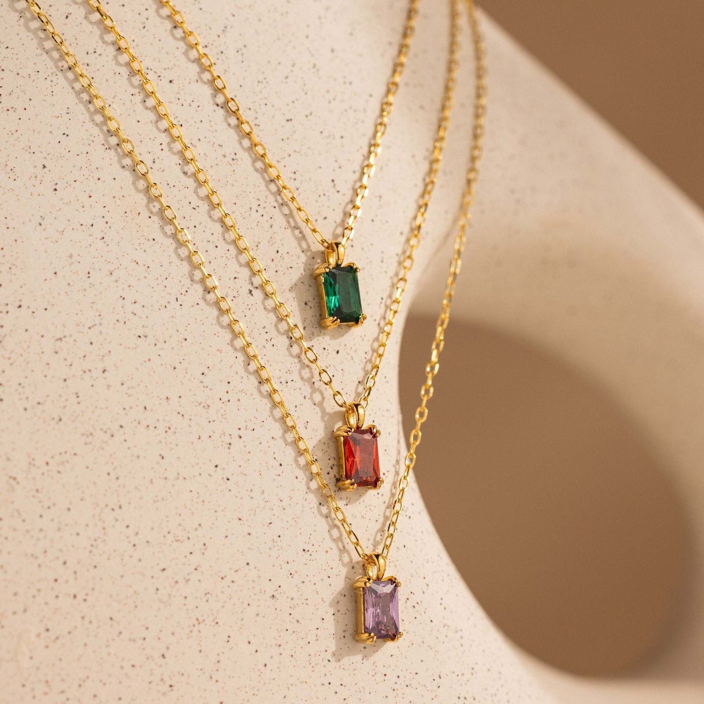 18K Gold Minimalist Birthstone Necklace