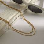 18K Gold Figaro Chain Double Layered Necklace