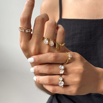 18K Gold Diamond Royale Statement CZ Cocktail Ring