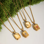 18K Gold Keepsake Heart Book Locket Pendant Box Chain Necklace