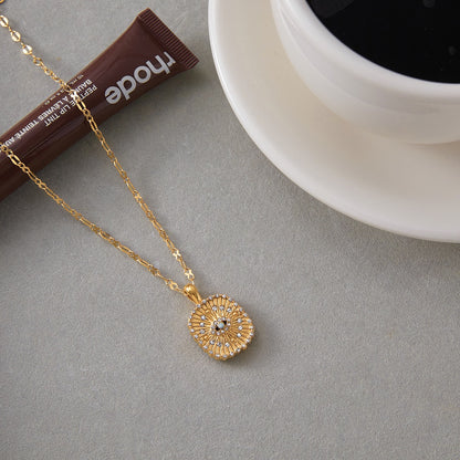 18K Gold Turquoise Evil Eye Pendant Beaded Statement Layered Necklace Set