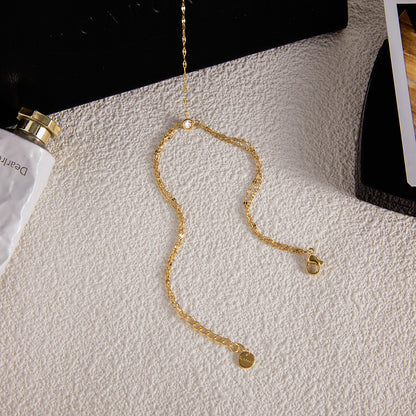 18K Gold Waterproof Glimmer Dainty Hand Chain Bracelet Stack