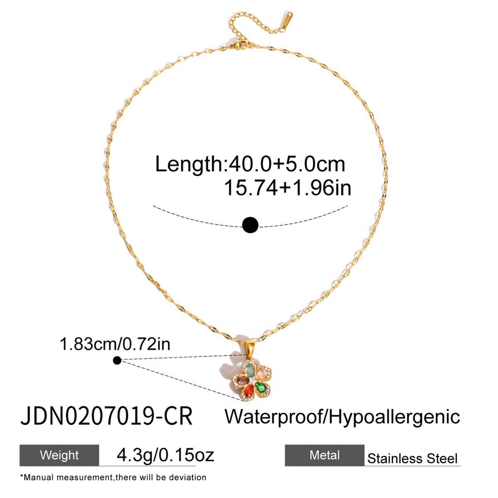18K Gold Sweet Bloom Spinning Flower Pendant Necklace