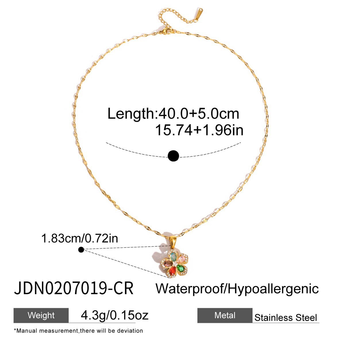 18K Gold Sweet Bloom Spinning Flower Pendant Necklace