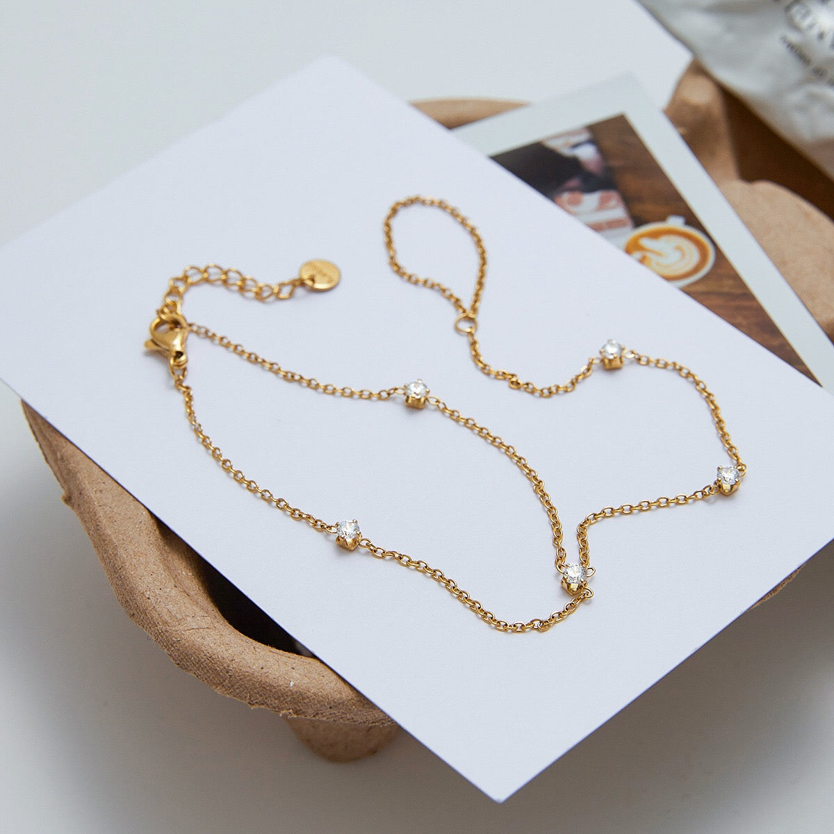 18K Gold Waterproof Starry Bling Dainty Hand Jewelry Chain Bracelet