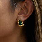 18K Gold Liquid Form Statement CZ Stud Earrings