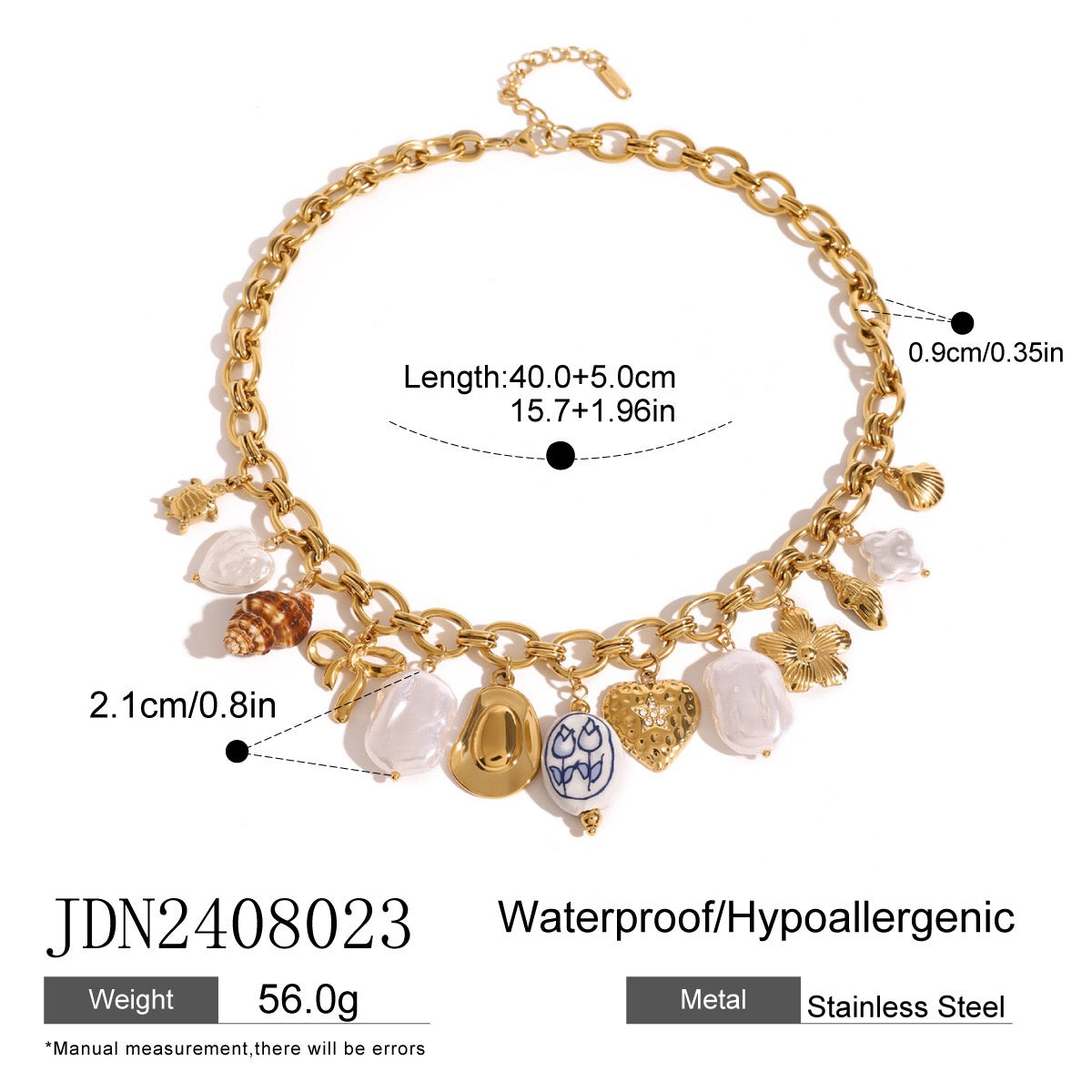 18K Gold Summer Pearl Cowboy Hat Charm Necklace