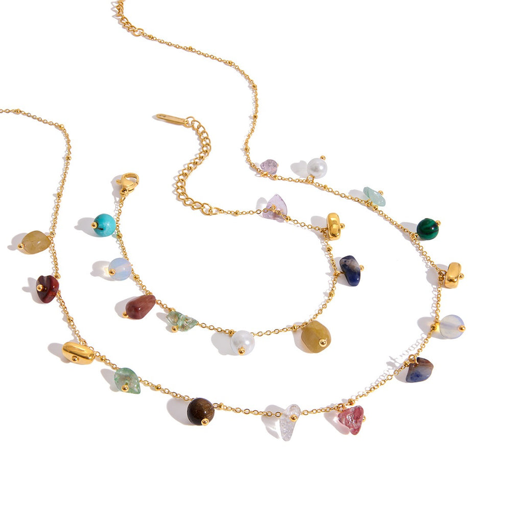 18K Gold Sunkissed Memory Color Beads Chain Bracelet