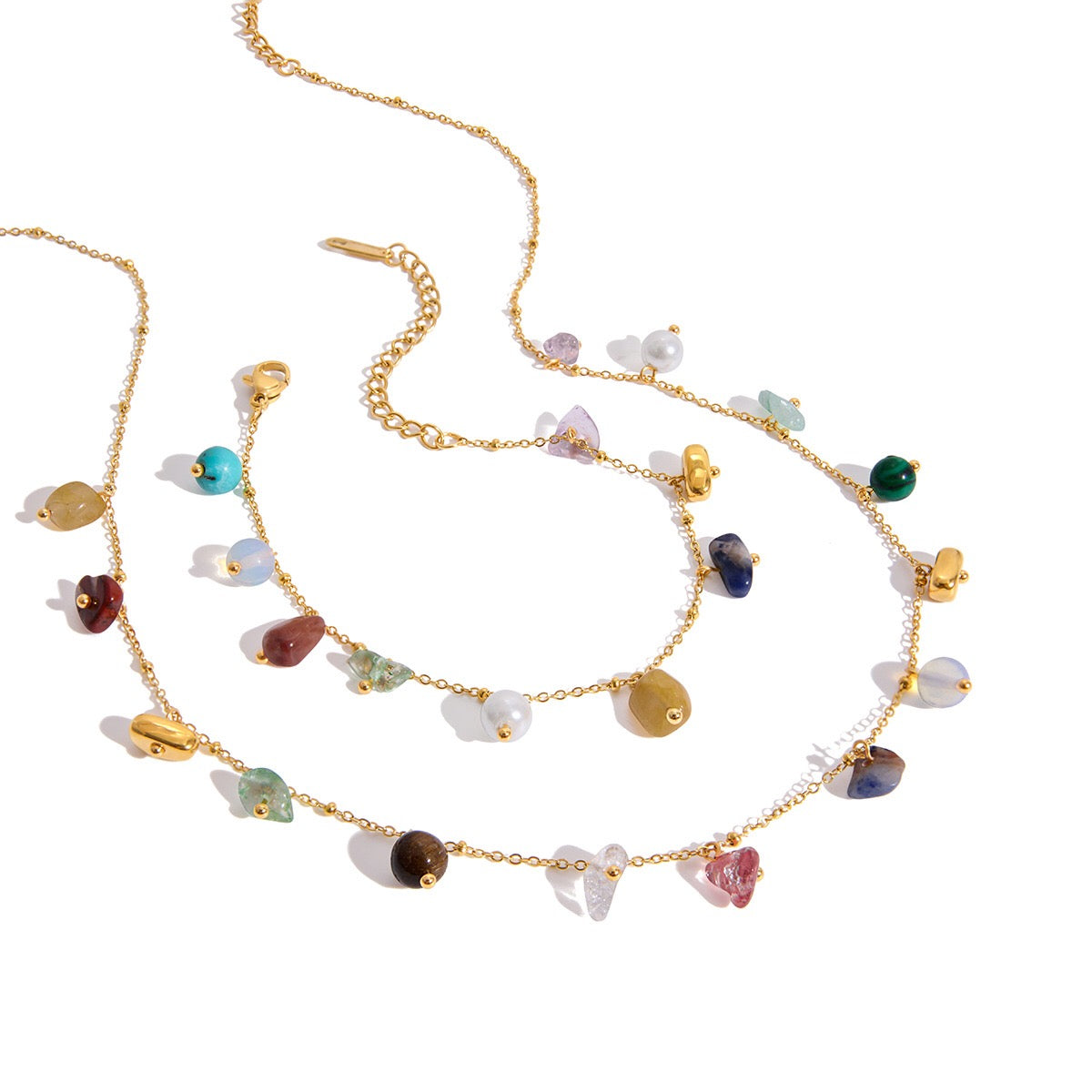 18K Gold Sunkissed Memory Color Beads Chain Bracelet