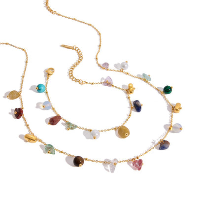18K Gold Sunkissed Memory Color Beads Chain Bracelet