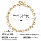 18K Gold Modern Loop Pearl Circle Chain Necklace