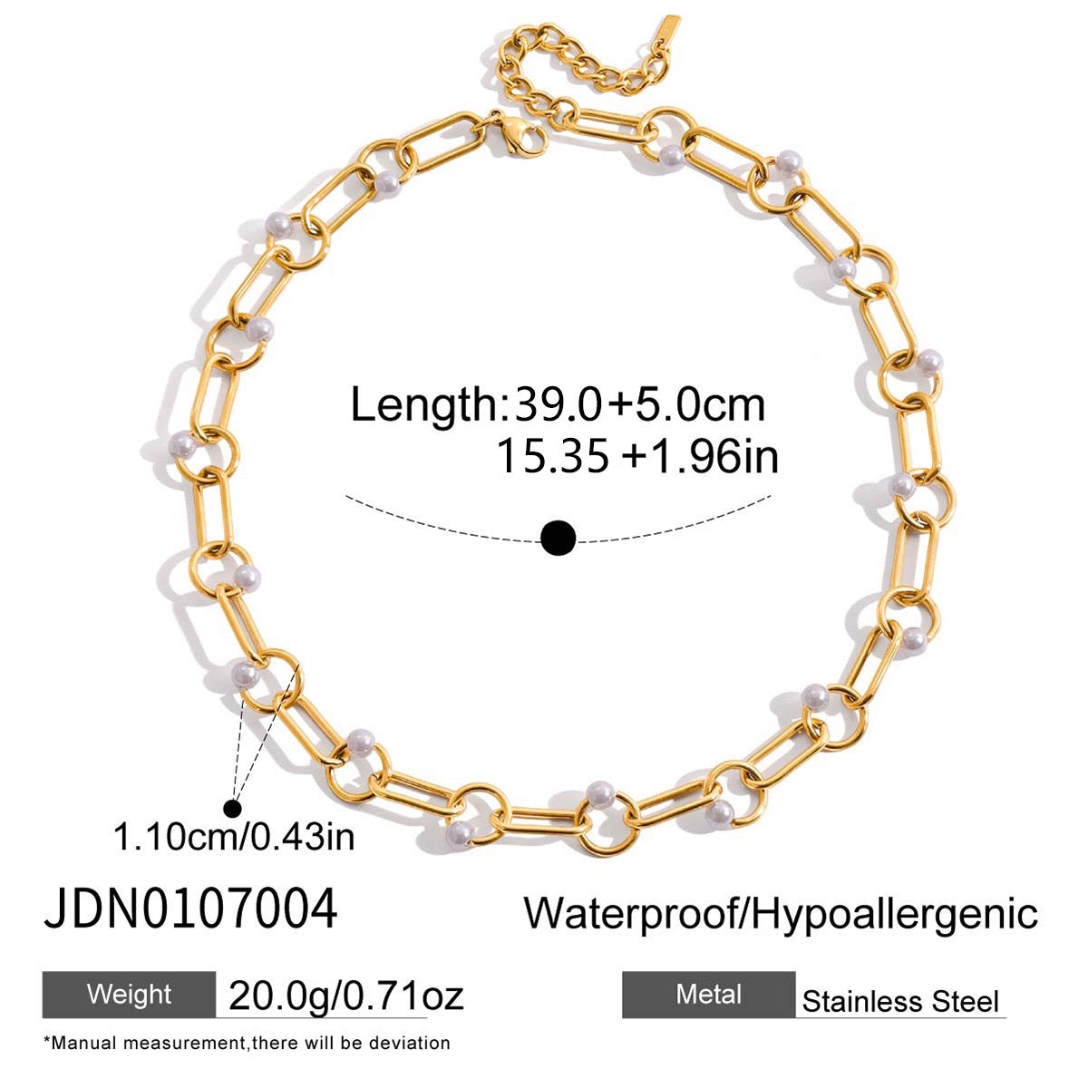 18K Gold Modern Loop Pearl Circle Chain Necklace