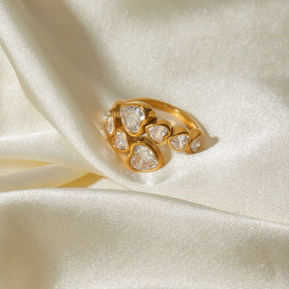 18K Gold Heart Statement Ring