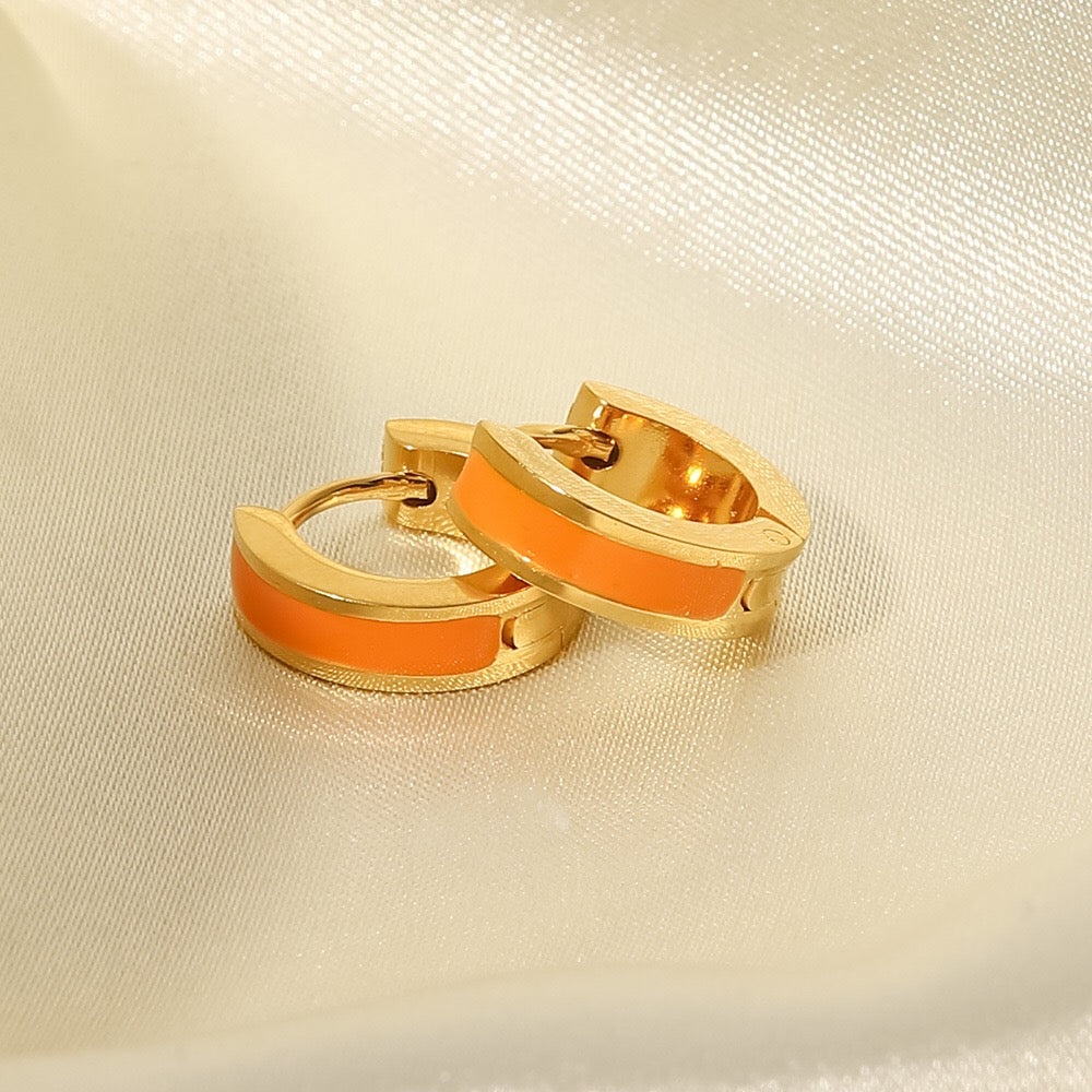 18K Gold Color Small Hoop Huggie Earrings