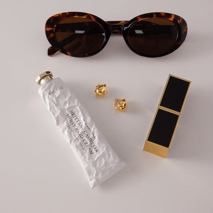 18K Gold Sunkissed Teardrop Statement Stud Earrings Ear Cuff Set