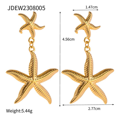 18K Gold Starfish Dangle Earrings