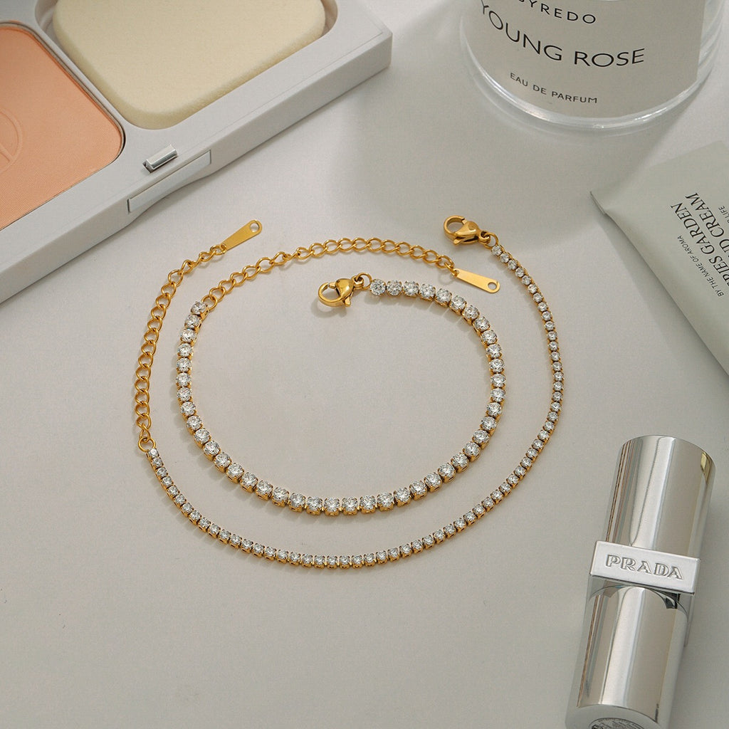 18K Gold Luxe Shine Dainty Tennis Chain Bracelet