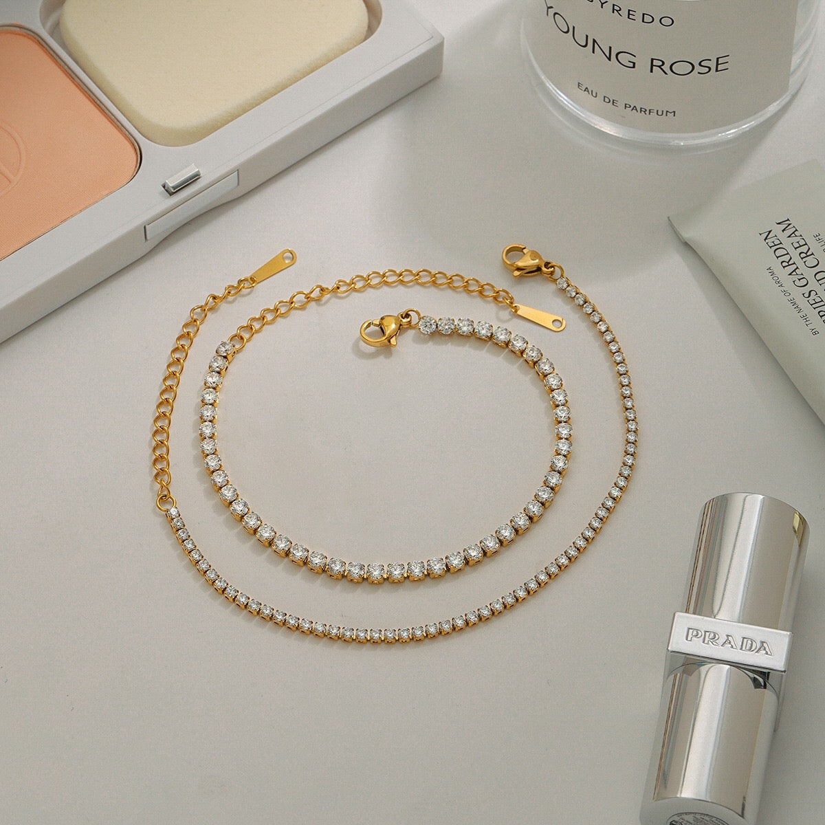 18K Gold Luxe Shine Dainty Tennis Chain Bracelet