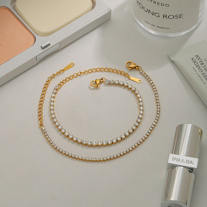 18K Gold Luxe Shine Dainty Tennis Chain Bracelet