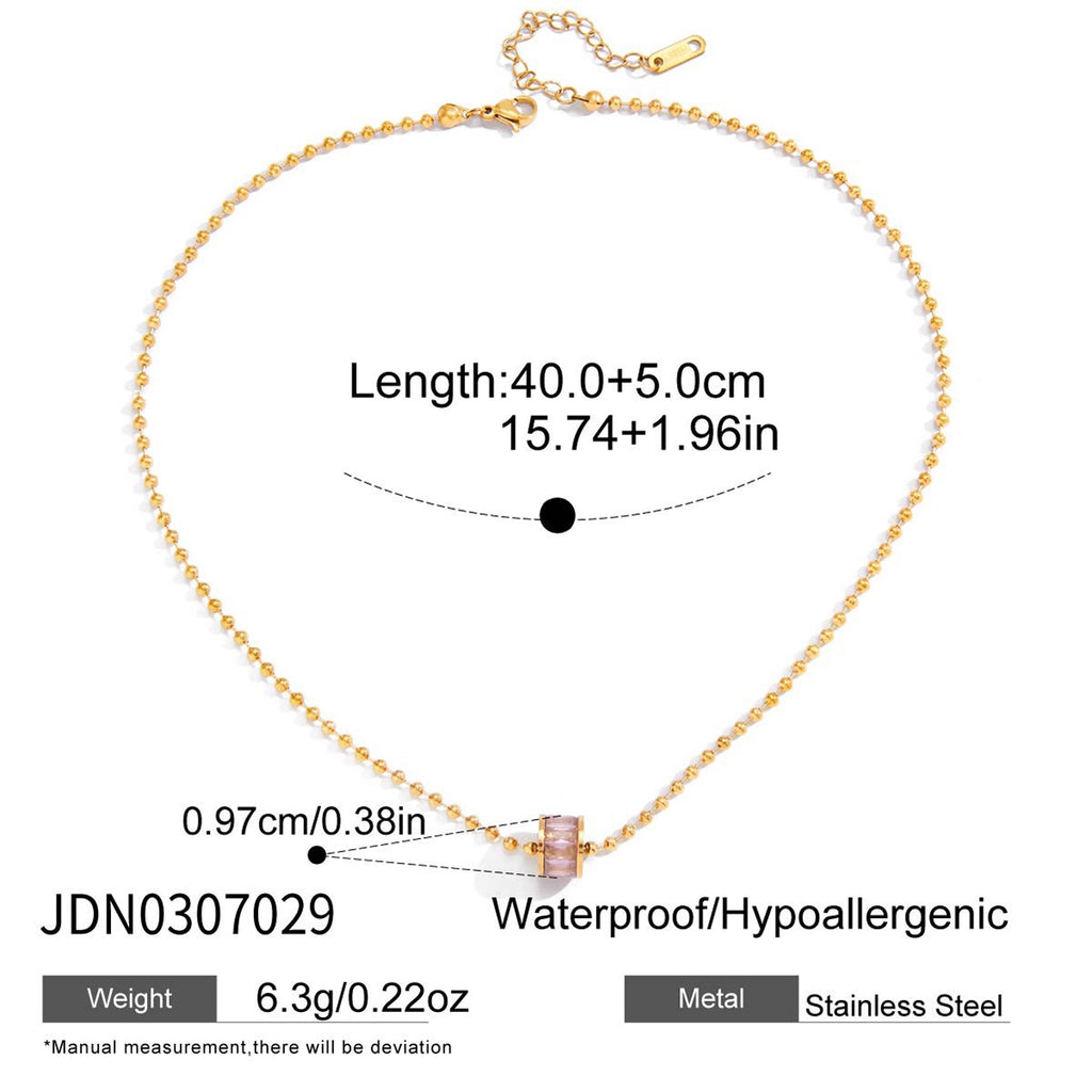 18K Gold Pink Heart Mama Bling Ring Dainty Pendant Necklace