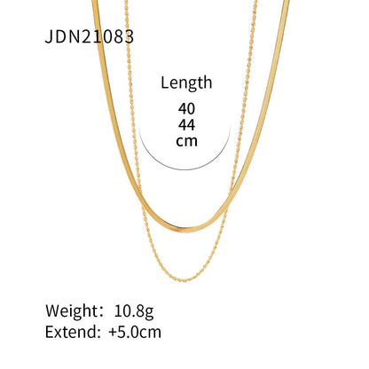 18K Gold Rope Chain Herringbone Layered Necklace