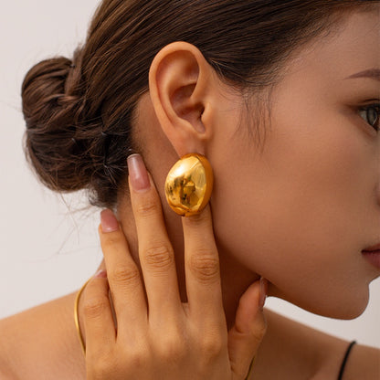 18K Gold Glamour Chunky Statement Stud Earrings