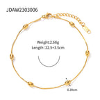 18K Gold Simple Beads Dainty Chain Anklet