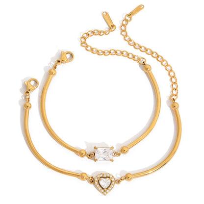 18K Gold Love Me Loud Heart Statement Chain Bracelet