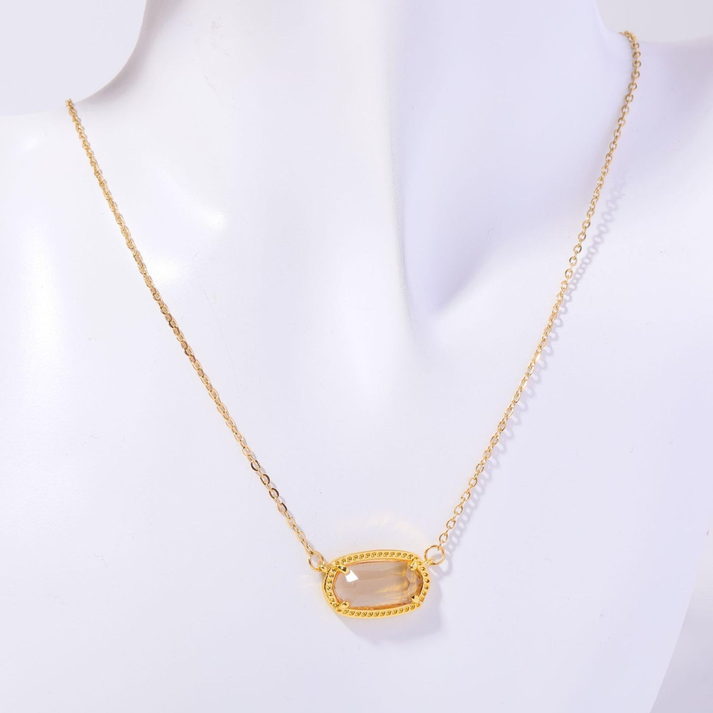 18K Gold Trendy Birthstone Pendant Necklace