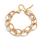 18K Gold and Silver Two Tone Power Pairing Watch Band Bracelet Stack