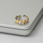 18K Gold and Silver Two Tone Coastal Glow Seashell Starfish Cuff Ring