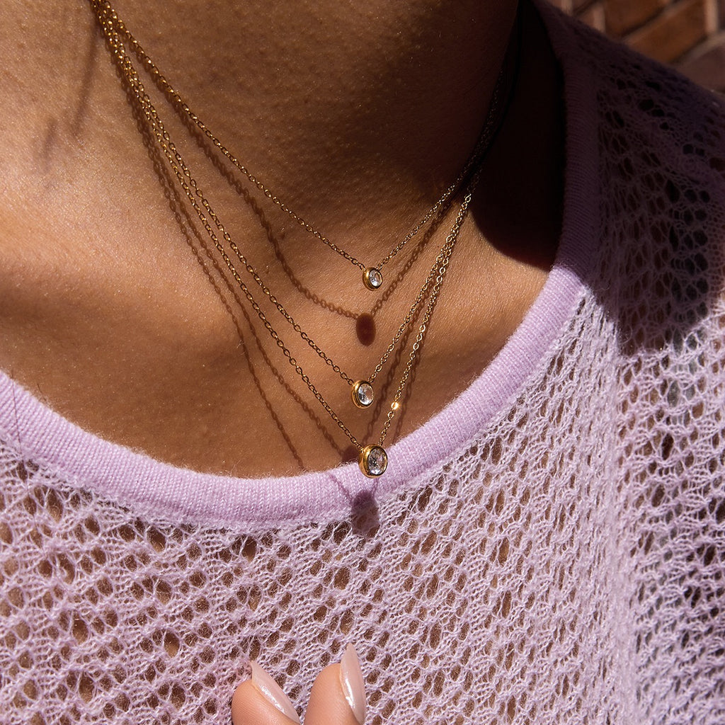 18K Gold Soft Spark Dainty Chain Layered Necklace Set