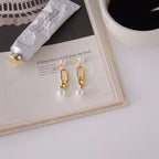 18K Gold Champagne Problems Pearl Chain Drop Dangle Earrings