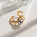 18K Gold Silver Two Tone Ball Statement Ring