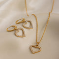 18K Gold Heartstrings Dainty Bling Heart Small Hoop Dangle Huggie Earrings