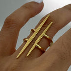 18K Gold Edgy Statement Cuff Ring