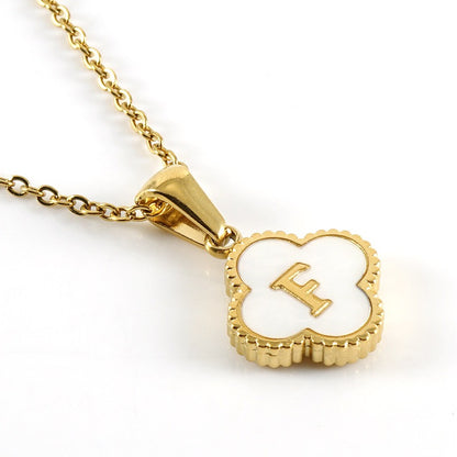 18K Gold Initial Clover Pendant Necklace