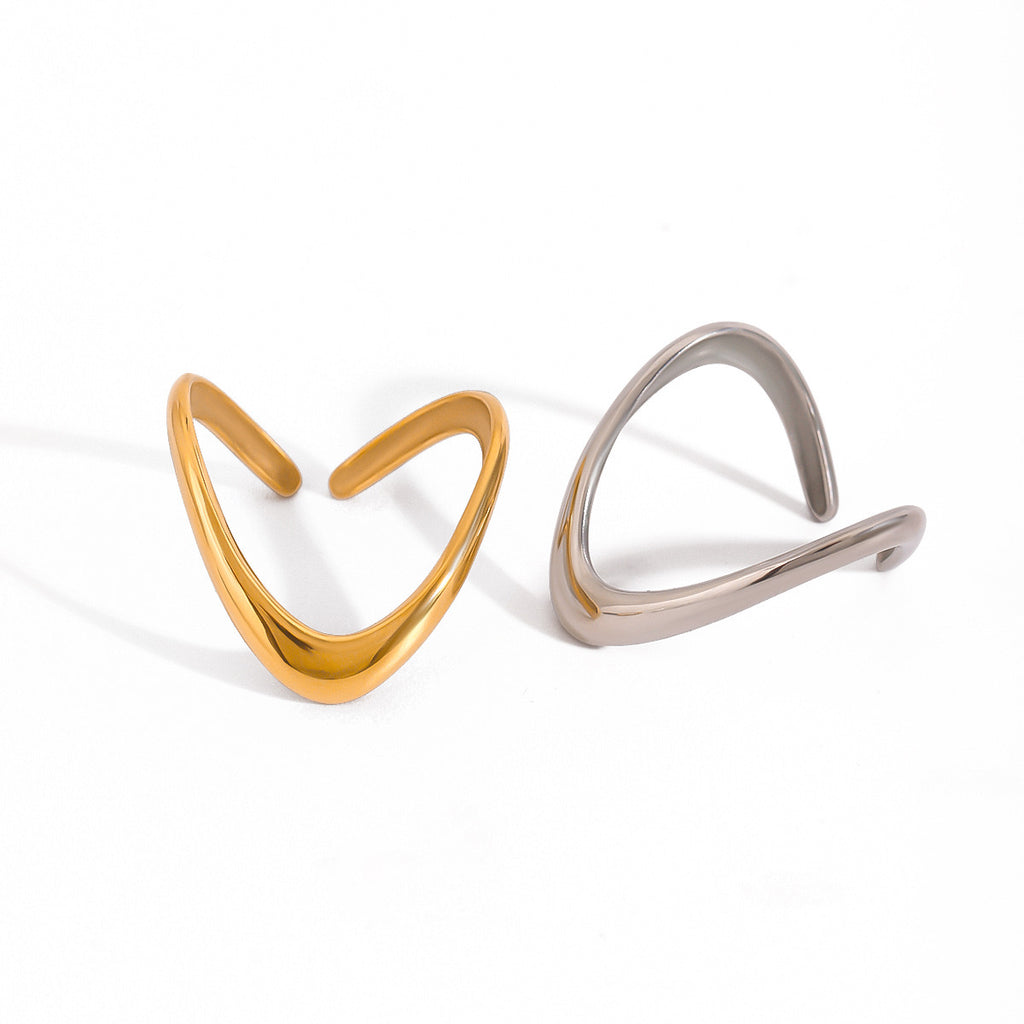 18K Gold Silm Chic Stacking Silver Ring