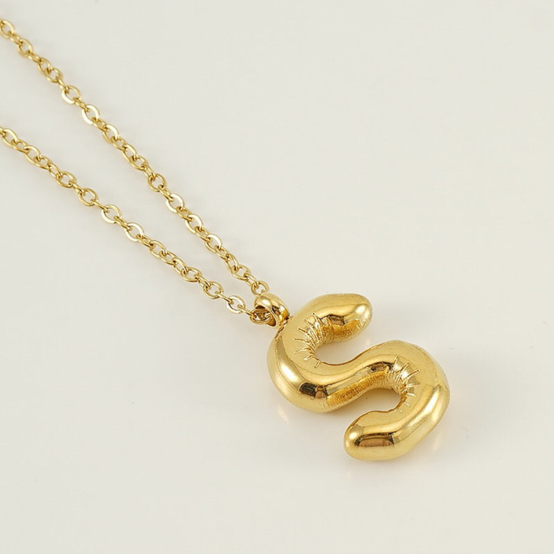 18K Gold Balloon Initial Pendant Necklace