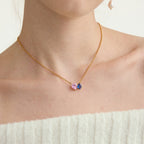 18K Gold Two Souls Dainty Heart Pendant Necklace