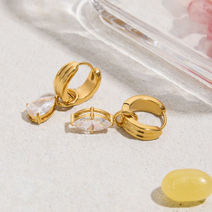 18K Gold Forever Jewel Mismatched Small Hoop Huggie Earrings