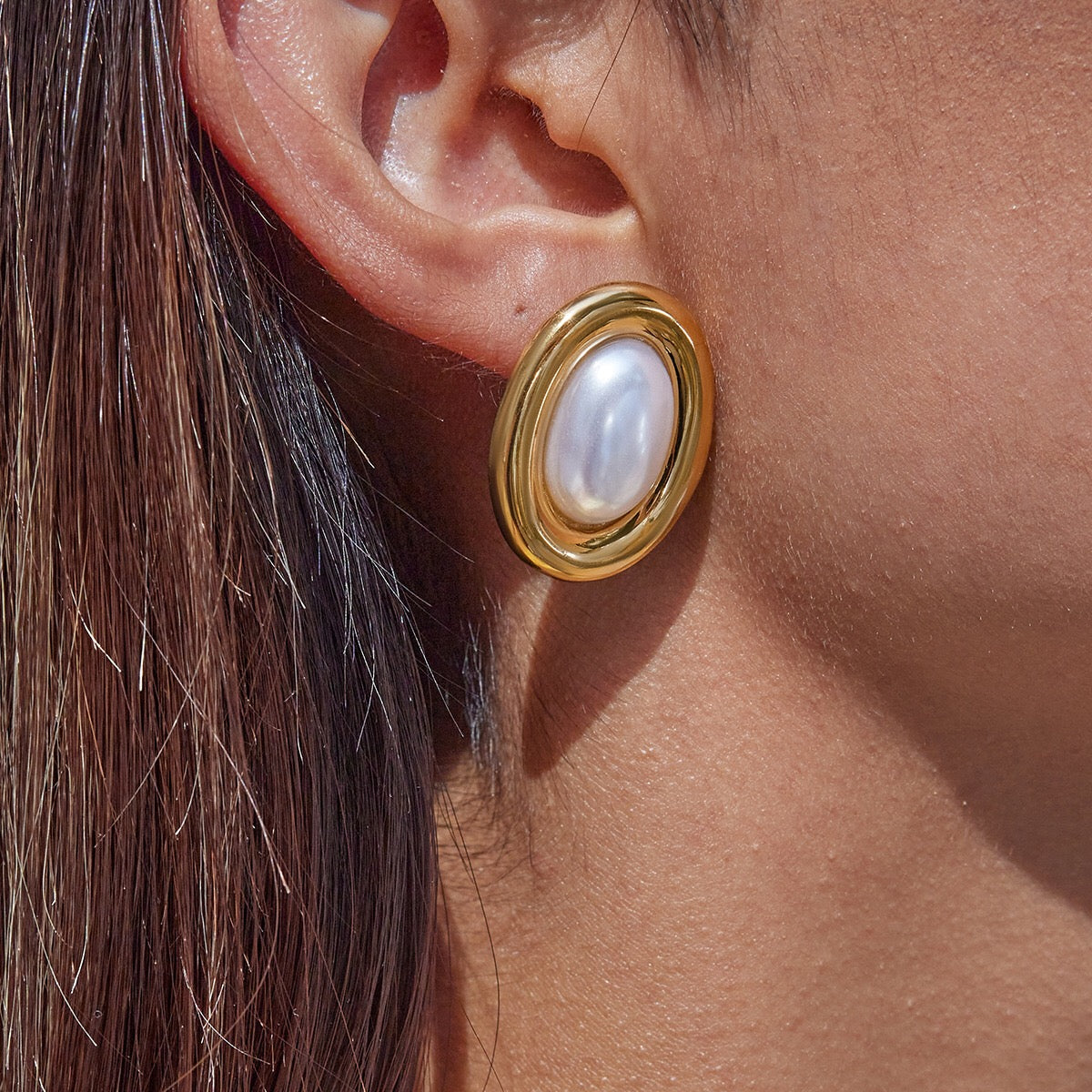 18K Gold Couture Pearl Statement Stud Earrings