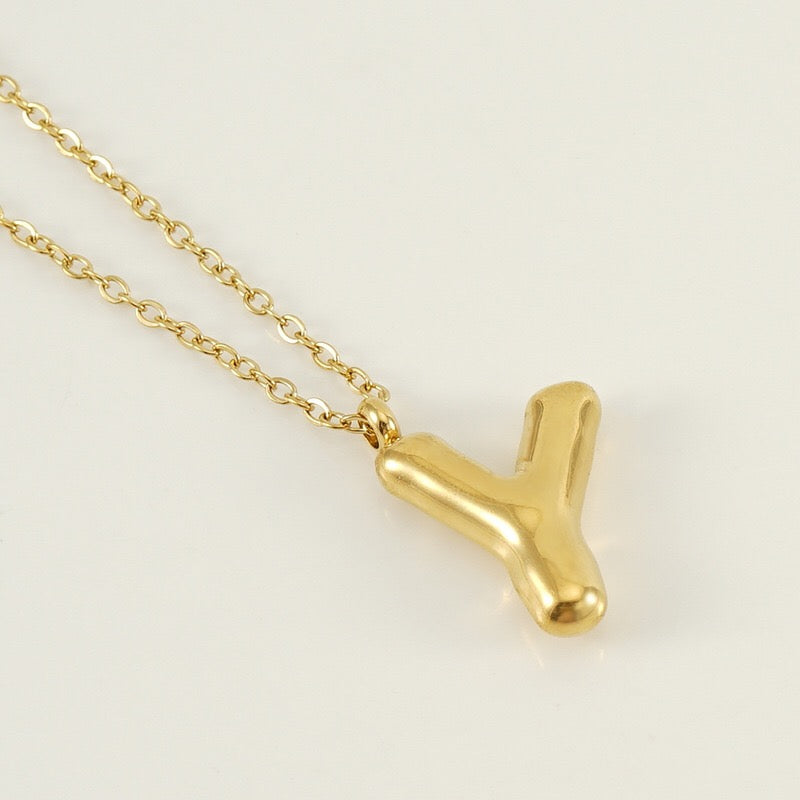 18K Gold Balloon Initial Pendant Necklace