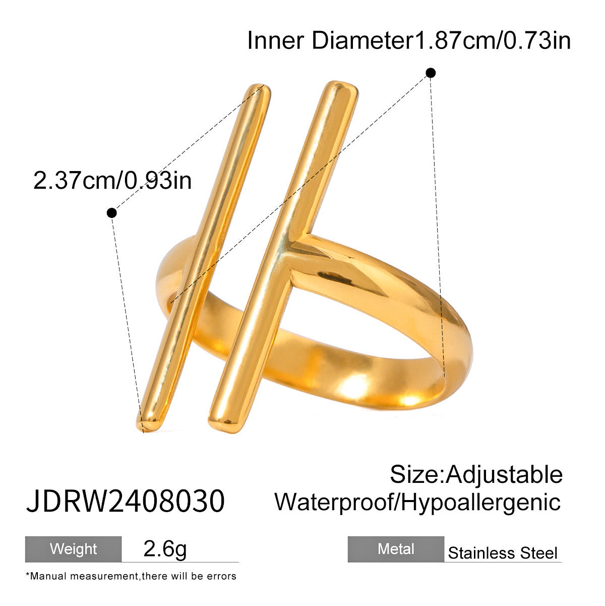 18K Gold Statement T Ring