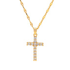 18K Gold Bling Cross CZ Pendant Necklace