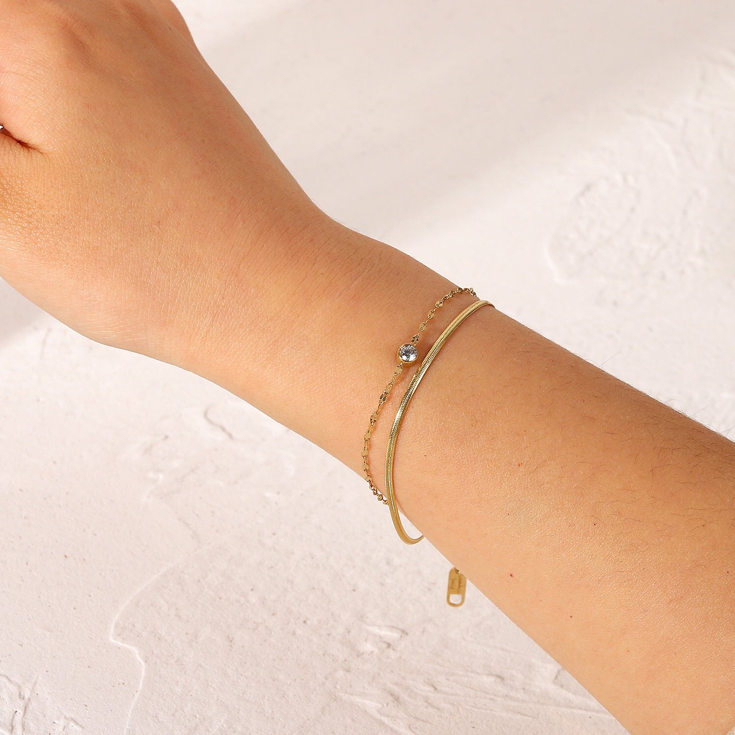 18K Gold Minimalist Layered Bracelet
