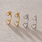 18K Gold and Silver Twin Flame Bezel Jacket Earrings