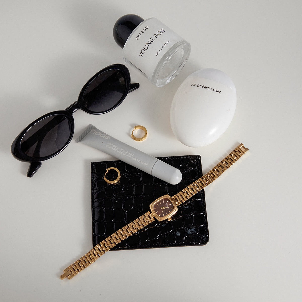 18K Gold Modern Bling Textured Small Hoop Huggie Earrings Ear Cuffs Stack