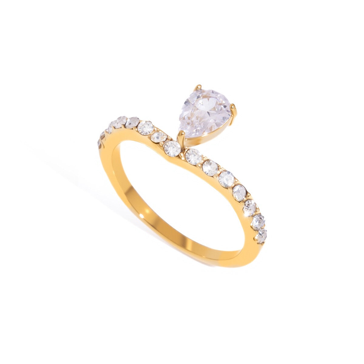 18K Gold Raindrop Elegant Statement Cocktail Ring